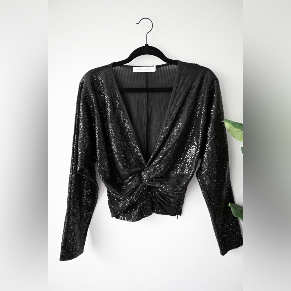 Bishop & Young Sequin Front Twist Blouse NWOT